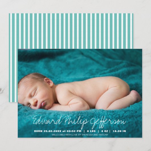 Baby Naam Typografie Script Foto Overlay Aankondiging (Voorkant / Achterkant)