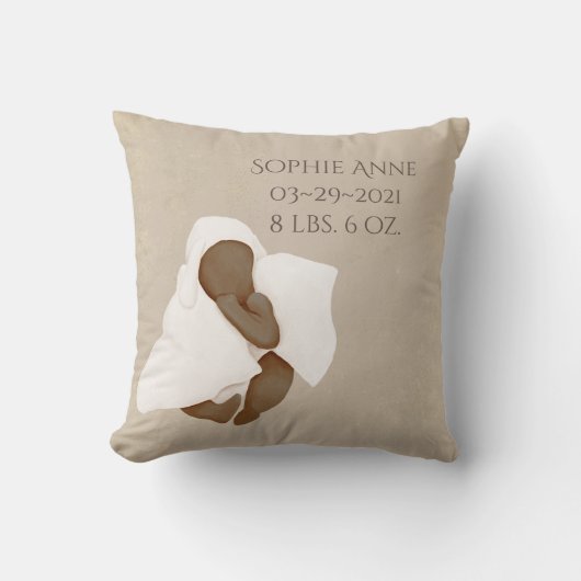 Baby Naam Waterverf Houth Stats Kussen (Voorkant)