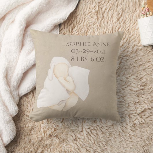 Baby Naam Waterverf Houth Stats Kussen (Deken)