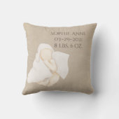 Baby Naam Waterverf Houth Stats Kussen (Achterkant)