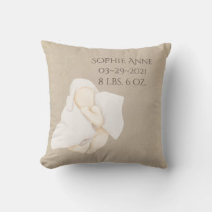 Baby Naam Waterverf Houth Stats Kussen