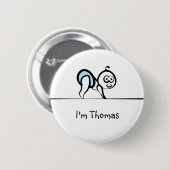 Baby-naamplaatje Ronde Button 5,7 Cm (Voorkant /achterkant)