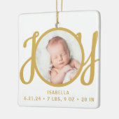 Baby Name Birth Stats Photo Gold Script Keepsake Keramisch Ornament (Links)
