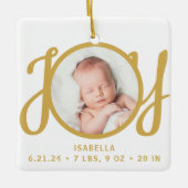 Baby Name Birth Stats Photo Gold Script Keepsake Keramisch Ornament (Voorkant)
