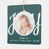 Baby Name Birth Stats Photo Green Keepsake Keramisch Ornament (Links)