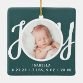Baby Name Birth Stats Photo Green Keepsake Keramisch Ornament (Achterkant)