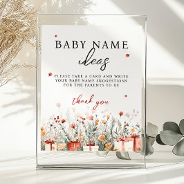 Baby Name Ideas Merry Little Baby Shower Game sign Poster