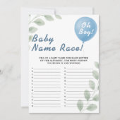 Baby Name Race Shower Game Balloon Eucalyptus Kaart (Voorkant)