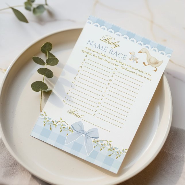 Baby Name Race Silly Goose Blue Gingham Game (Creator heeft geüpload)