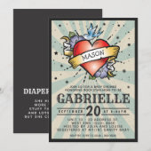 Baby Name Rock en Roll Tattoo Baby shower Kaart (Voorkant / Achterkant)