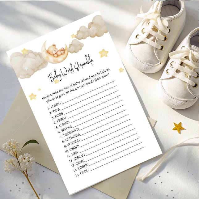 Baby Name Scramble Over the Moon Baby Shower  (Creator heeft geüpload)