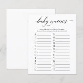 Baby Names Minimalistisch Baby shower (Voorkant / Achterkant)