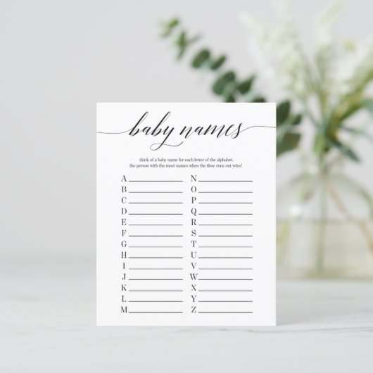 Baby Names Minimalistisch Baby shower (Staand voorkant)