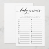Baby Names Minimalistisch Baby shower Programmakaart (Voorkant / Achterkant)