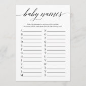 Baby Names Minimalistisch Baby shower Programmakaart (Voorkant)