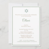 Baby Naming Ceremony Hebrew Boy Green Invitation Kaart (Voorkant)