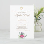 Baby Naming Ceremony Hebrew Floral Rustic Girl Kaart (Staand voorkant)