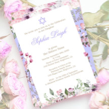 Baby Naming Ceremony Hebrew Girl Floral Paars