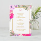 Baby Naming Ceremony Hebrew Girl Gold Invitation Kaart (Staand voorkant)