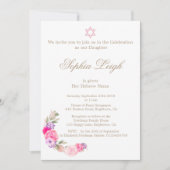 Baby Naming Ceremony Hebrew Girl Invitation Kaart (Voorkant)