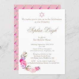 Baby Naming Ceremony Hebrew Girl Invitation Kaart