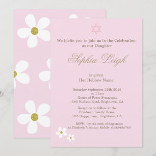 Baby Naming Ceremony Hebrew Girl Pink Kaart