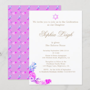 Baby Naming Ceremony Lavender Hebrew Girl Kaart