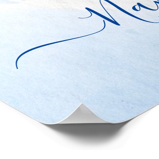 Baby Naming Cradle Ceremony blauw welkomstbord Poster (Hoek)