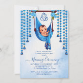 Baby Naming Cradle Indian Ceremony blauw sjabloon Kaart (Voorkant)