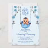 Baby Naming Cradle Indian Ceremony blauw sjabloon Kaart (Voorkant)