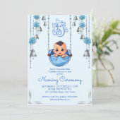 Baby Naming Cradle Indian Ceremony blauw sjabloon Kaart (Staand voorkant)