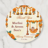 Baby Naming Cradle Indian Ceremony gunst Bedankjes Labels (Voorkant)