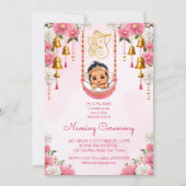 Baby Naming Cradle Indian Ceremony roze sjabloon Kaart (Voorkant)