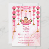 Baby Naming Cradle Indian Ceremony roze sjabloon Kaart (Voorkant)