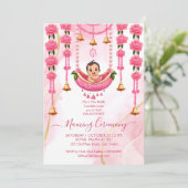 Baby Naming Cradle Indian Ceremony roze sjabloon Kaart (Staand voorkant)