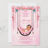 Baby Naming Cradle Indian Ceremony roze sjabloon Kaart (Voorkant)