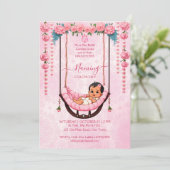 Baby Naming Cradle Indian Ceremony roze sjabloon Kaart (Staand voorkant)