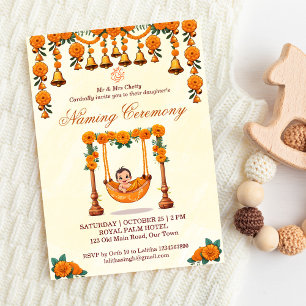 Baby Naming Cradle Indian Ceremony sjabloon Kaart