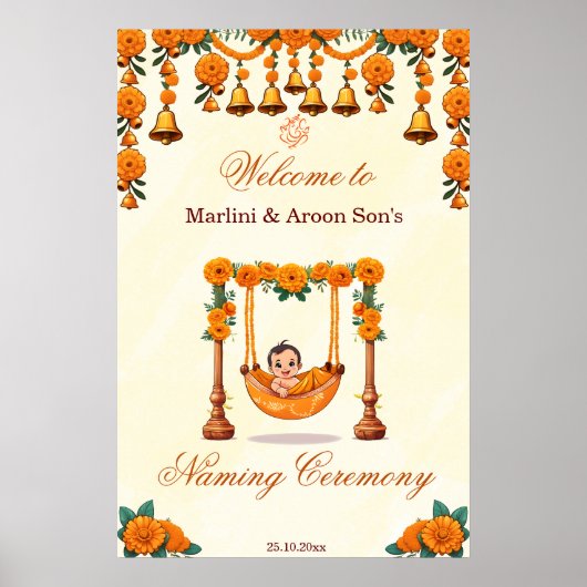 Baby Naming Cradle Indian Ceremony welkomstbord Poster (Voorkant)