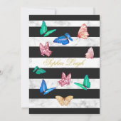 Baby Naming Jewish Black White Stripe Butterfly Kaart (Achterkant)