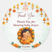 Baby Naming Namkaran Cradle Ceremony gunst Ronde Sticker (Voorkant)