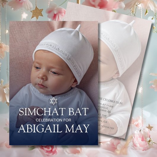 Baby Naming Simchat Bat Photo Simple Invitation Kaart