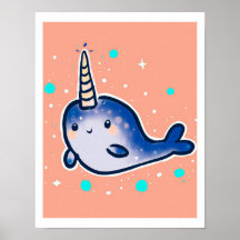 Baby Narwal Kunstprint Voor Kinderen & Kinderkamer