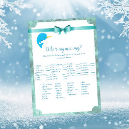 Baby Narwhal die mijn mama Baby shower Game is Kaart