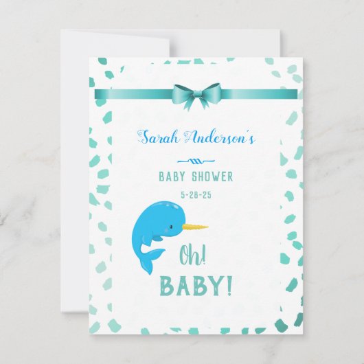 Baby Narwhal mama's Belly Size Baby shower Game Kaart (Achterkant)
