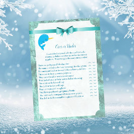 Baby Narwhal over of onder Baby shower Kaart