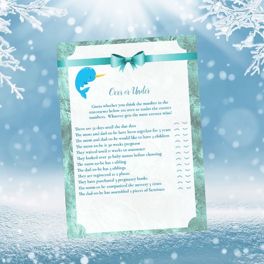 Baby Narwhal over of onder Baby shower Kaart