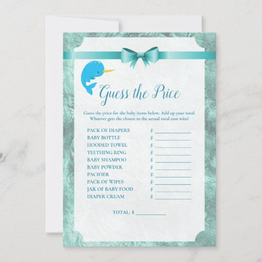 Baby Narwhal raadt het Baby shower-spel Kaart (Voorkant)