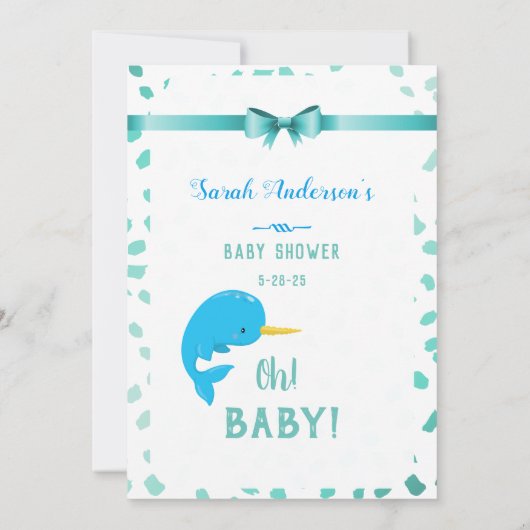 Baby Narwhal raadt het Baby shower-spel Kaart (Achterkant)
