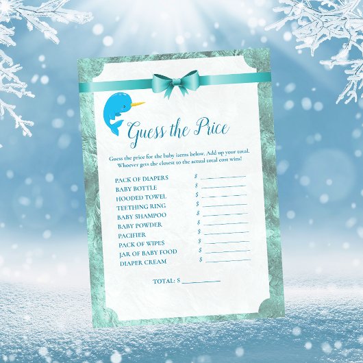 Baby Narwhal raadt het Baby shower-spel Kaart